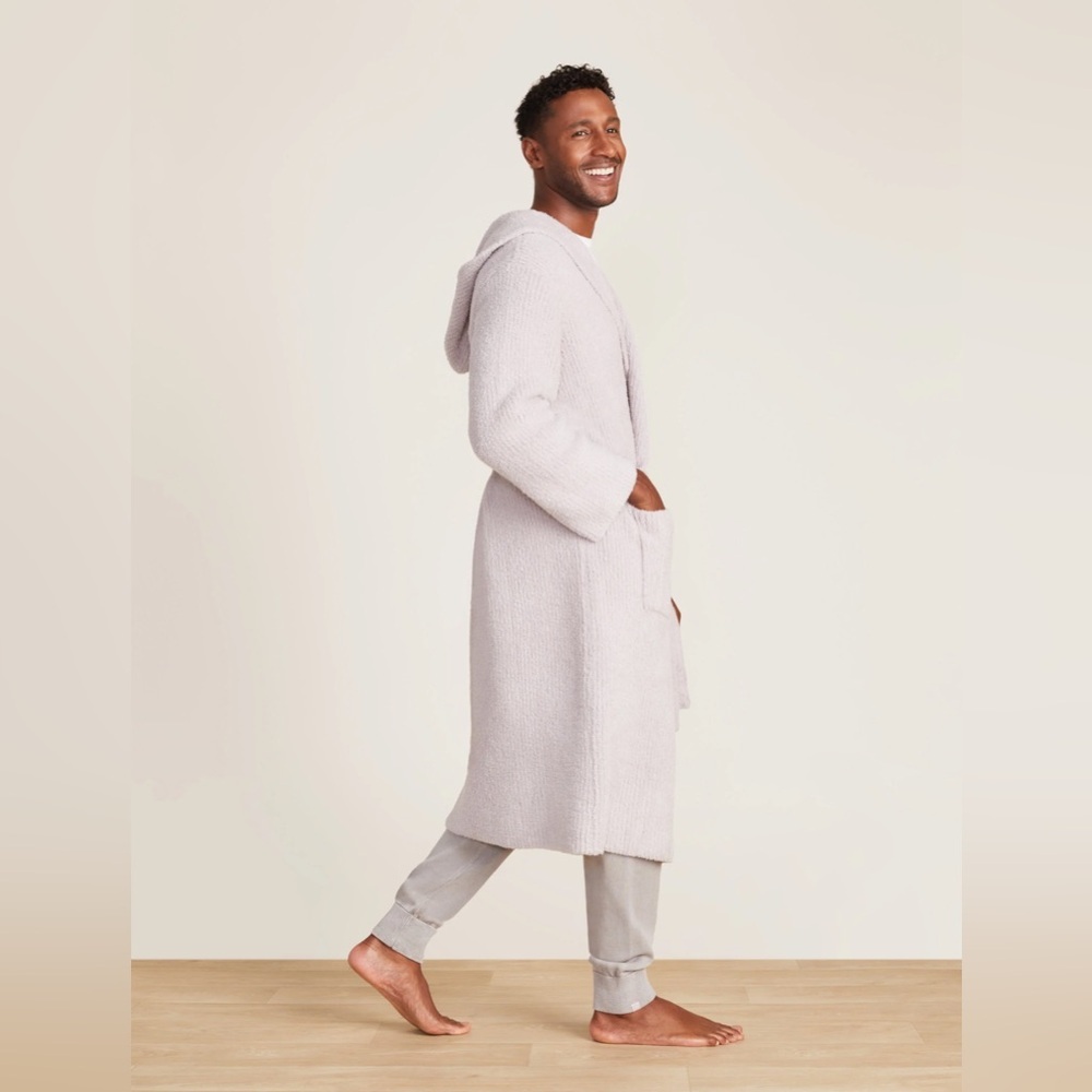 Barefoot Dreams CozyChic Ribbed Hooded Robe Mens Size 1